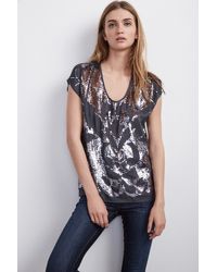 Velvet By Graham & Spencer - Gray Antonina Sequin Top - Lyst