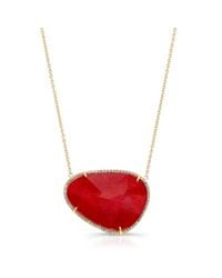 Anne Sisteron - Red 14kt Yellow Gold Pink Tourmaline Diamond Organic Shape Necklace - Lyst