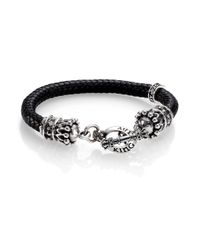 King Baby Studio | Black Braided Leather Crown Toggle Bracelet for Men | Lyst
