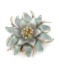 Alexis Bittar | Green Vert D'Eau Lucite & Crystal Large Flower Pin | Lyst