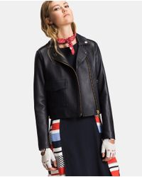 Tommy Hilfiger Blue Leather Biker Jacket