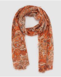 El Corte Inglés Orange Paisley Print Foulard
