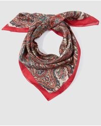 El Corte Inglés Red Paisley Print Silk Handkerchief