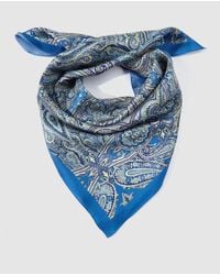 El Corte Inglés Blue Paisley Print Silk Handkerchief
