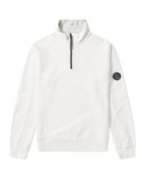 C P Company Quarter Zip Arm Lens Sweat White for men