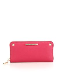 Rebecca Minkoff | Pink Ava Studded Leather Zip Continental Wallet | Lyst