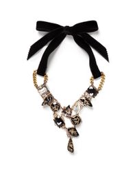 Erickson Beamon | Black 'sacred Geometry' Glitter Crystal Velvet Tie Necklace | Lyst