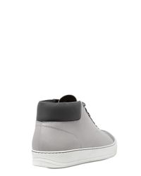 Lanvin | Gray Contrasting Toe Cap Leather Mid-Top Sneakers for Men | Lyst