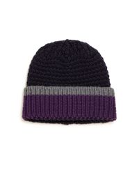 Etro | Blue Colorblocked Wool Beanie for Men | Lyst