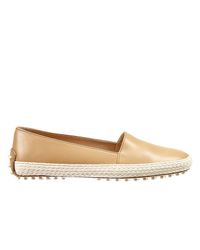 Tod's | Natural Flat Shoes Shoes Gommino Slipper Leather With Edge Rope | Lyst