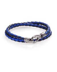 Tod's | Blue Braided Leather Bracelet for Men | Lyst