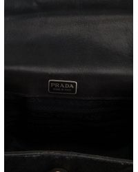 prada nylon messenger bag brown - Prada Logo Plaque Tote in Black | Lyst