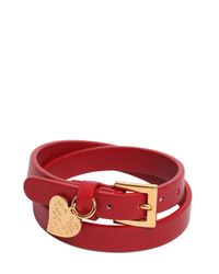 Valentino | Red Heart Wrap Around Leather Bracelet | Lyst