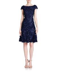 THEIA | Blue Petal-embellished Dress | Lyst