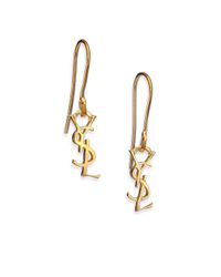 Saint Laurent | Metallic Monogramme Fin Signature Drop Earrings | Lyst