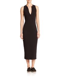 James Perse | Black Open Henley Tank Dress | Lyst