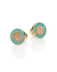 Michael Kors | Blue Pave Logo Stud Earrings | Lyst