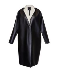 MSGM | Black Eco Nappa Leather Coat | Lyst