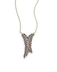 Adriana Orsini | Metallic Plume Pave Crystal Pendant Necklace | Lyst