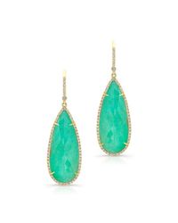 Anne Sisteron - Green 14kt Yellow Gold Turquoise Diamond Rose Cut Earrings - Lyst