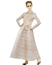 Rochas | Natural Lace Lurex Long Dress | Lyst