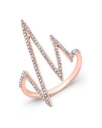 Anne Sisteron - Pink 14kt Rose Gold Diamond Heartbeat Ring - Lyst
