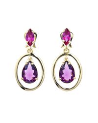 Oscar de la Renta | Purple Crystal Drop Earrings | Lyst