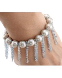 Anne Sisteron - Natural Oyster Pearl Bracelet With Sterling Silver Fringe Chain - Lyst