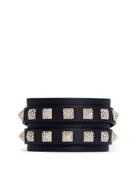 Valentino | Black Rockstud Double Wrap Leather Bracelet | Lyst