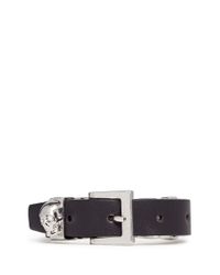 Alexander McQueen | Purple Skull Leather Chain Bracelet | Lyst