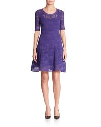 M Missoni | Purple Rib Stitched Elbow Dress | Lyst