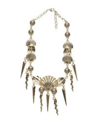 Fausto Puglisi | Metallic Gold Shell And Fringe Necklace | Lyst