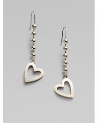 silver gucci earrings sterling drop heart lyst sold