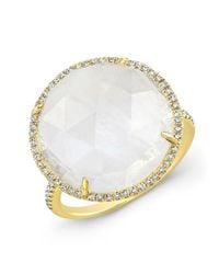 Anne Sisteron - Metallic 14kt Yellow Gold Moonstone Diamond Round Cocktail Ring - Lyst