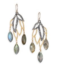 Alexis Bittar | Metallic Elements Phoenix Labradorite & Crystal Leaf Marquis Chandelier Earrings | Lyst
