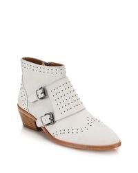 Rebecca Minkoff | White Addison Studded Leather Monk-strap Booties | Lyst