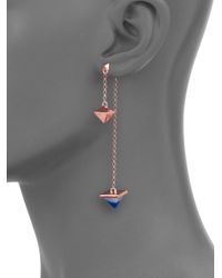 Eddie Borgo | Pink Peach Aventurine & White Agate Pyramid Pendulum Asymmetrical Earrings | Lyst