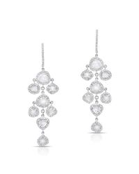 Anne Sisteron - 14kt White Gold Diamond Slice Mini Chandelier Earrings - Lyst