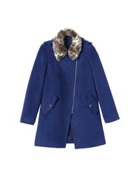 Rebecca Taylor | Blue Leopard Collar Wool Coat | Lyst