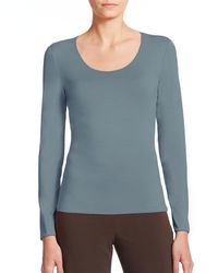 Armani | Blue Scoopneck Jersey Top | Lyst