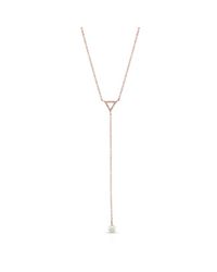 Anne Sisteron - Pink 14kt Rose Gold Diamond And Pearl Lariat Necklace - Lyst