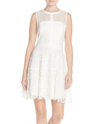 White lace insert chiffon teddy dress