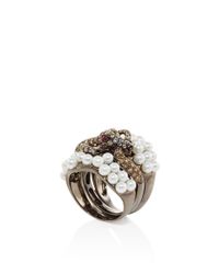 Wendy Yue | Multicolor Diamond Lizard And Pearl Ring | Lyst