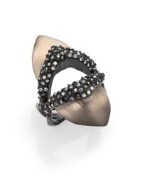 Alexis Bittar | Gray Electro Deco Lucite & Crystal Shield Ring | Lyst