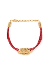 Alexander McQueen | Red Multi Skull Leather Bracelet | Lyst