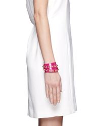 Valentino | Pink Rockstud Double Wrap Leather Bracelet | Lyst