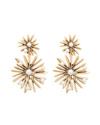 Oscar de la Renta | Metallic Russian Gold & Pearl Starburst Drop Earrings | Lyst