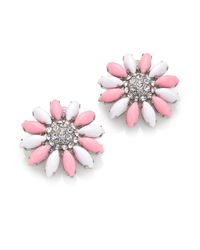 Miu Miu | Pink Swarovski Crystal Flower Clip-on Earrings | Lyst