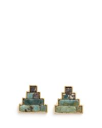 Lulu Frost | Green 'ortigia' Stone Mosaic Stud Earrings | Lyst