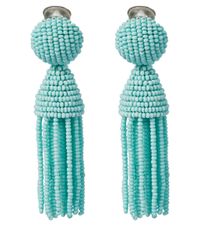 Oscar de la Renta | Blue Short Beaded Tassel Earrings | Lyst